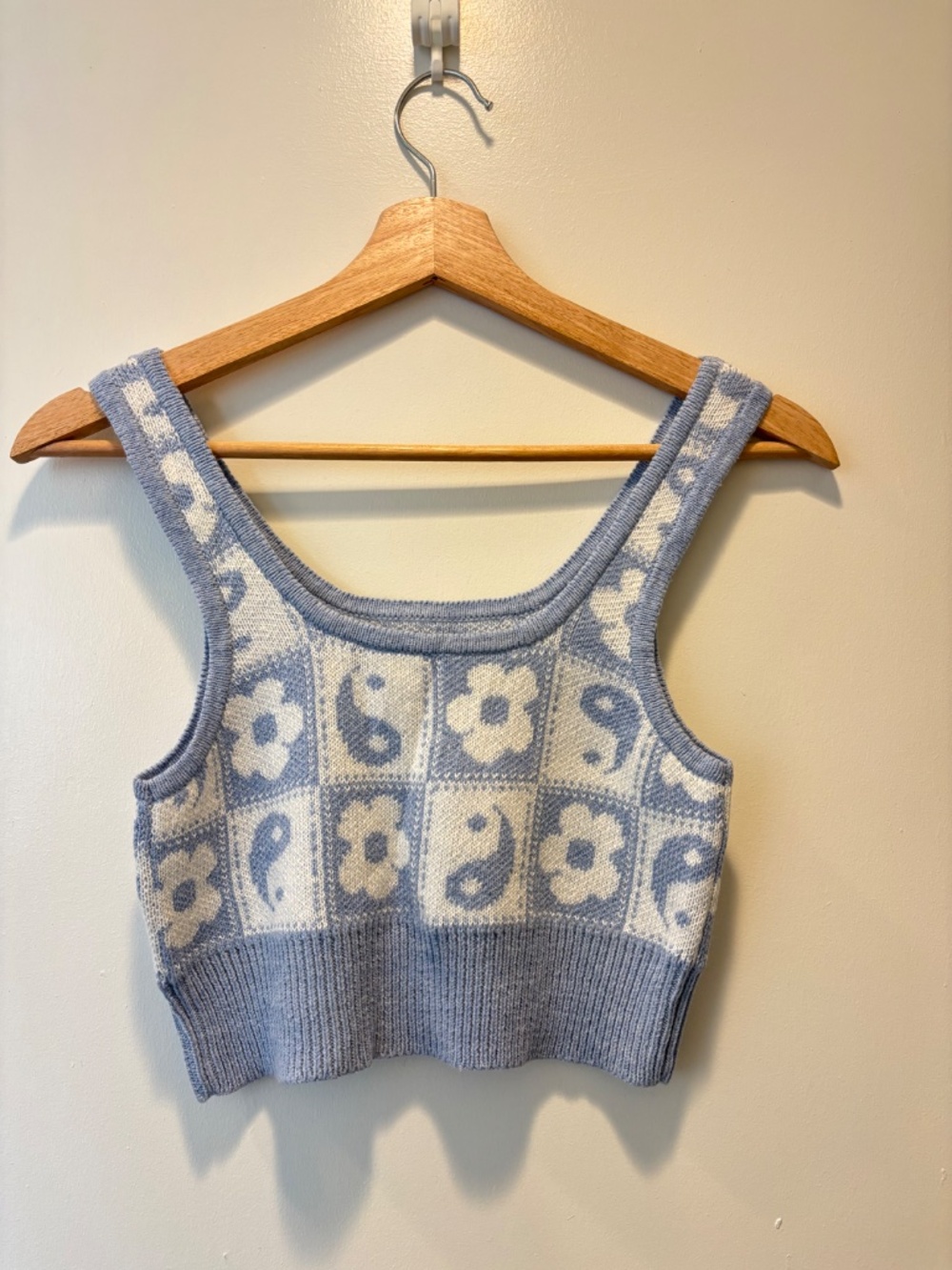American Eagle Knit Tank Top and Short Sets Blue /white Sz M - Picture 5 of 16